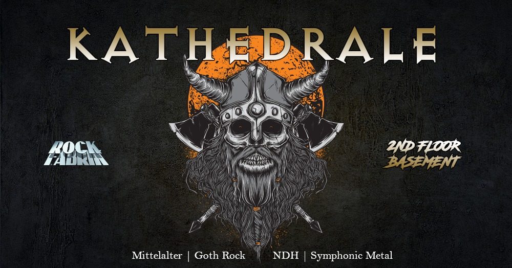 Logo mit einem Skulls und Hörnern, überlagert mit dem Text "KATHEDRALE".